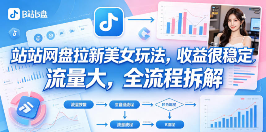 B站网盘拉新美女玩法，收益很稳定，流量大，全流程拆解-热点1站 - 热点知汇专注网赚项目资源知识聚汇