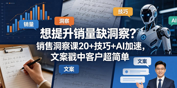 想提升销量缺洞察？销售洞察课20+技巧+AI加速，文案戳中客户超简单【原创双语字幕】-热点1站 - 热点知汇专注网赚项目资源知识聚汇