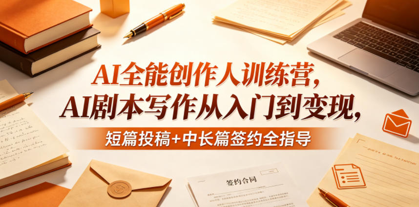 AI全能创作人训练营，AI剧本写作从入门到变现，短篇投稿+中长篇签约全指导-热点1站 - 热点知汇专注网赚项目资源知识聚汇