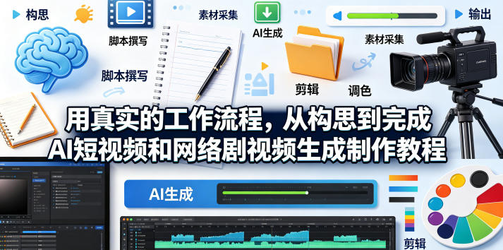 用真实的工作流程，从构思到完成AI短视频和网络剧视频生成制作教程-中英字幕-热点1站 - 热点知汇专注网赚项目资源知识聚汇