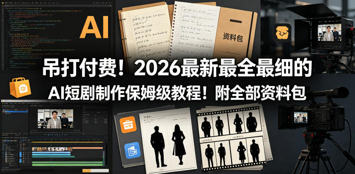 吊打付费！2026最新最全最细的AI短剧制作保姆级教程！附全部资料包-热点1站 - 热点知汇专注网赚项目资源知识聚汇
