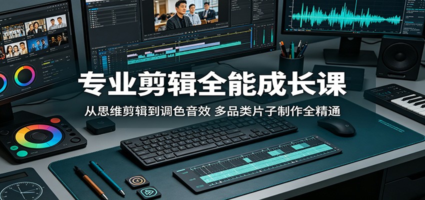 专业剪辑全能成长课：从思维剪辑到调色音效，多品类片子制作全精通-热点1站 - 热点知汇专注网赚项目资源知识聚汇