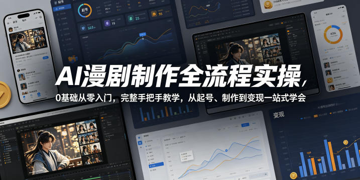 AI漫剧制作全流程实操，0基础从零入门，完整手把手教学，从起号、制作到变现一站式学会-热点1站 - 热点知汇专注网赚项目资源知识聚汇
