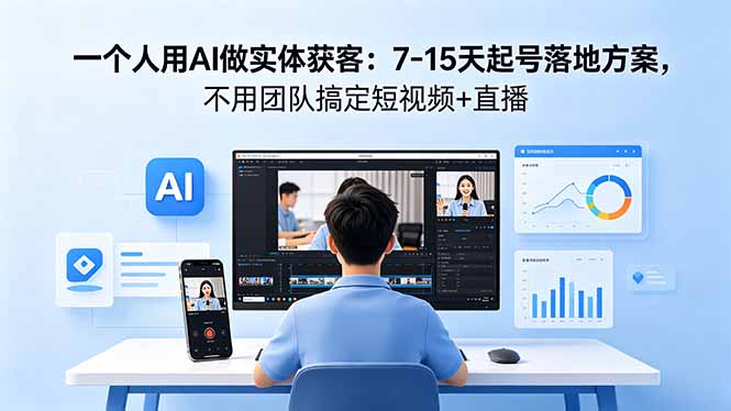 一个人用AI做实体获客：7-15天起号落地方案，不用团队搞定短视频+直播-热点1站 - 热点知汇专注网赚项目资源知识聚汇