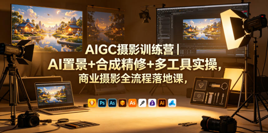 AIGC摄影训练营｜AI置景+合成精修+多工具实操，商业摄影全流程落地课-热点1站 - 热点知汇专注网赚项目资源知识聚汇