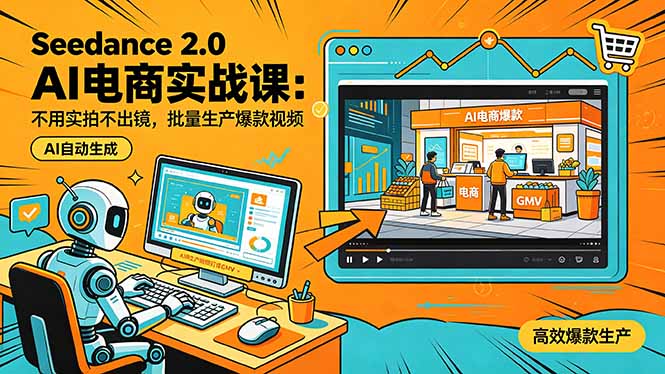 Seedance 2.0 AI电商实战课：不用实拍不出镜，批量生产爆款视频打爆GMV-热点1站 - 热点知汇专注网赚项目资源知识聚汇