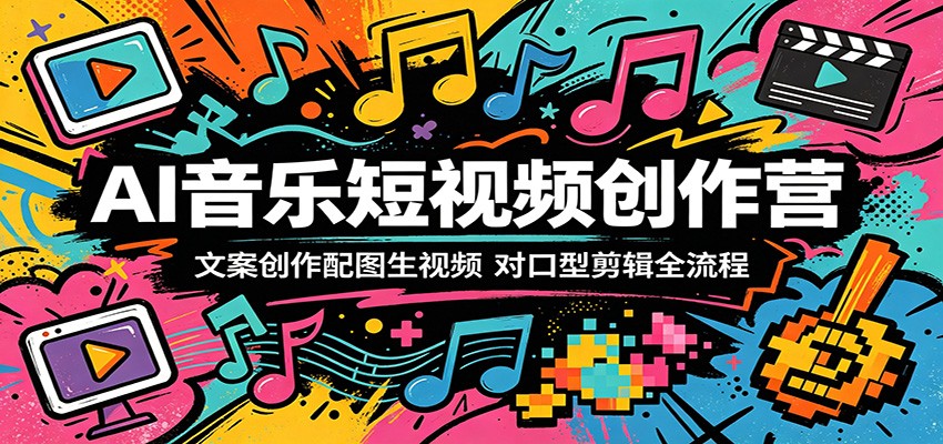 AI音乐短视频创作营：文案创作配图生视频，对口型剪辑全流程-热点1站 - 热点知汇专注网赚项目资源知识聚汇