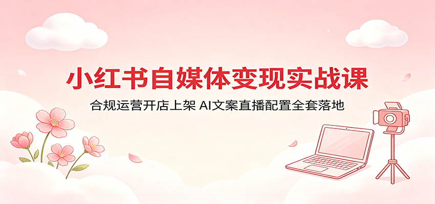 小红书自媒体变现实战课：合规运营开店上架，AI文案直播配置全套落地-热点1站 - 热点知汇专注网赚项目资源知识聚汇