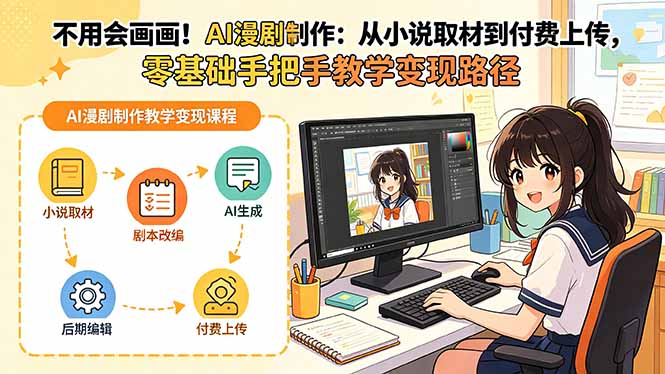 不用会画画！AI漫剧制作：从小说取材到付费上传，零基础手把手教学变现路径-热点1站 - 热点知汇专注网赚项目资源知识聚汇