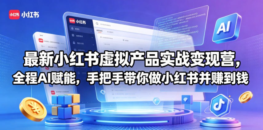 最新小红书虚拟产品实战变现营，全程AI赋能，手把手带你做小红书并赚到钱-热点1站 - 热点知汇专注网赚项目资源知识聚汇