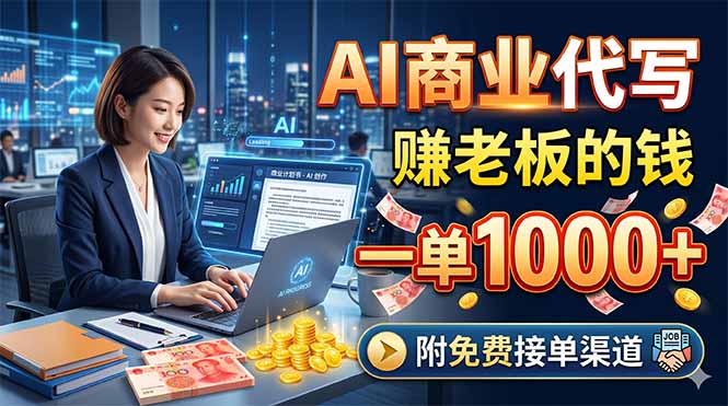 AI商业代写，赚老板的钱，一单1000+，附免费接单渠道-热点1站 - 热点知汇专注网赚项目资源知识聚汇