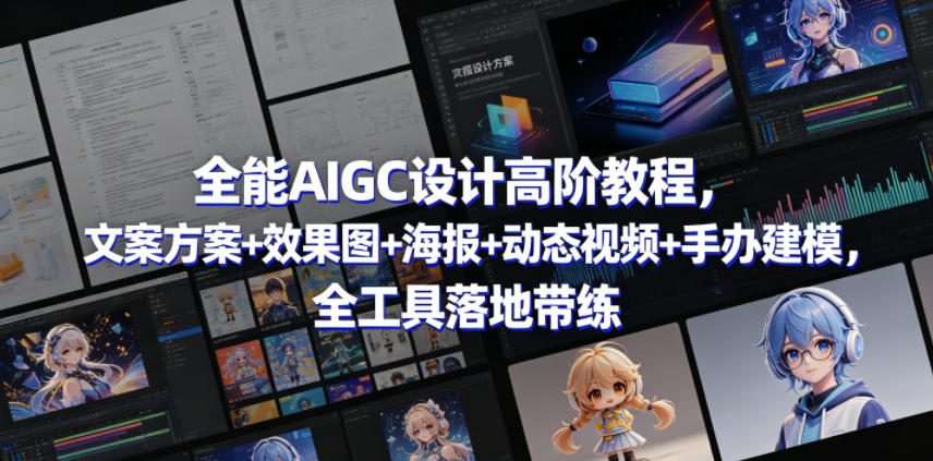 全能AIGC设计高阶教程，文案方案+效果图+海报+动态视频+手办建模，全工具落地带练-热点1站 - 热点知汇专注网赚项目资源知识聚汇