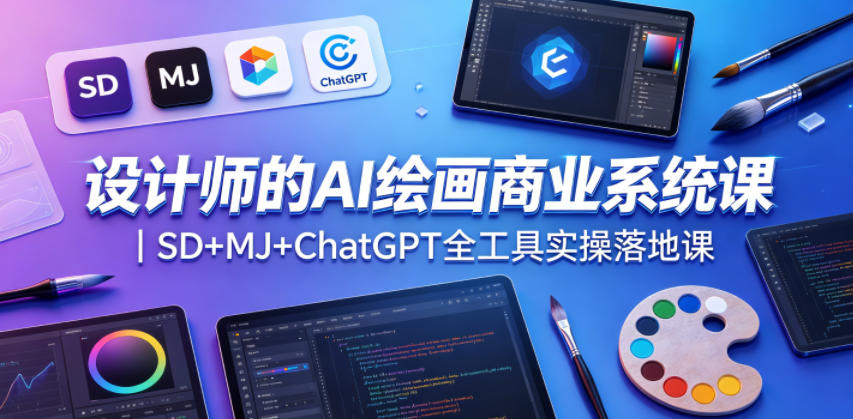 设计师的AI绘画商业系统课｜SD+MJ+ChatGPT全工具实操落地课-热点1站 - 热点知汇专注网赚项目资源知识聚汇