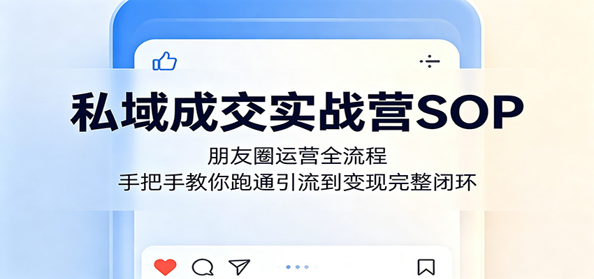 私域成交实战营SOP：朋友圈运营全流程，手把手教你跑通引流到变现完整闭环-热点1站 - 热点知汇专注网赚项目资源知识聚汇