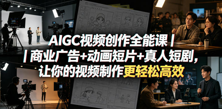 AIGC视频创作全能课｜商业广告+动画短片+真人短剧，让你的视频制作更轻松高效-热点1站 - 热点知汇专注网赚项目资源知识聚汇
