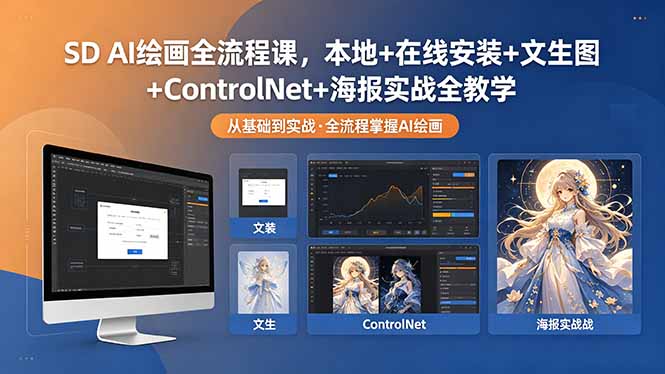 SD AI绘画全流程课，本地+在线安装+文生图+ControlNet+海报实战全教学-热点1站 - 热点知汇专注网赚项目资源知识聚汇