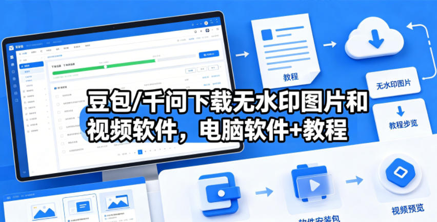 豆包/千问下载无水印图片和视频软件，电脑软件+教程-热点1站 - 热点知汇专注网赚项目资源知识聚汇