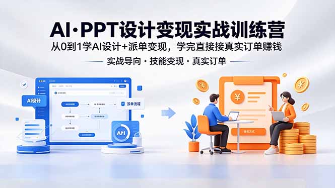 AI·PPT设计变现实战训练营，从0到1学AI设计+派单变现，学完直接接真实订单赚钱-热点1站 - 热点知汇专注网赚项目资源知识聚汇