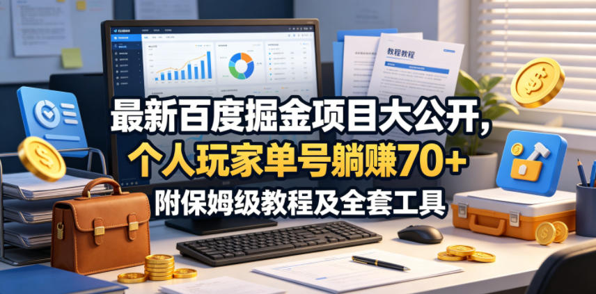 最新百度掘金项目大公开，个人玩家单号躺賺70+，附保姆级教程及全套工具【揭秘】-热点1站 - 热点知汇专注网赚项目资源知识聚汇