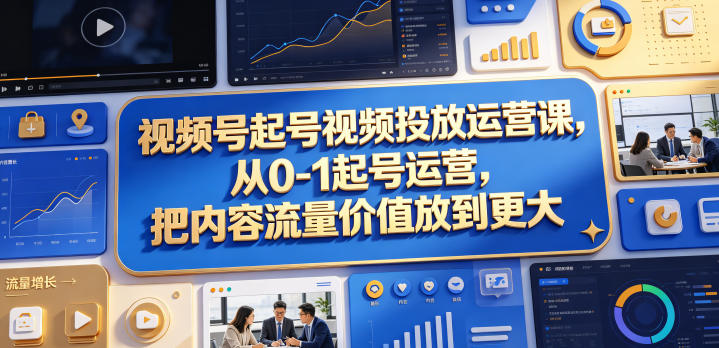 视频号起号视频投放运营课，从0-1起号运营，把内容流量价值放到更大-热点1站 - 热点知汇专注网赚项目资源知识聚汇