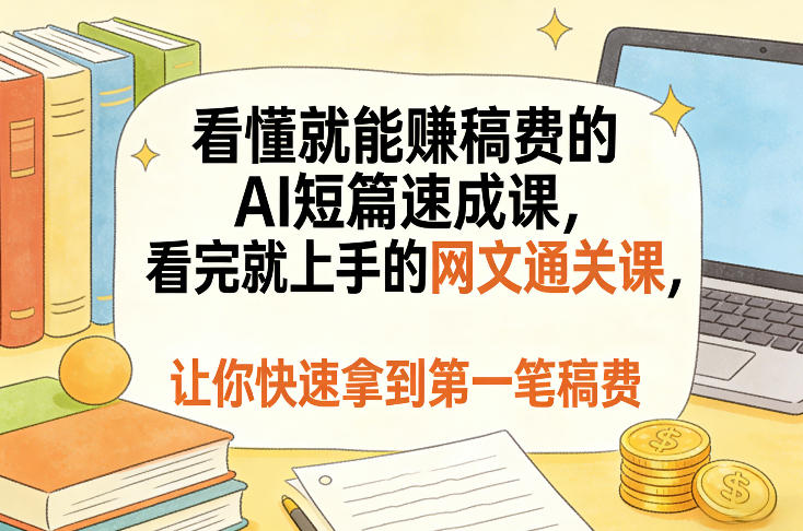 看懂就能賺稿费的AI短篇速成课，看完就上手的网文通关课，让你快速拿到第一笔稿费(更新5月)-热点1站 - 热点知汇专注网赚项目资源知识聚汇