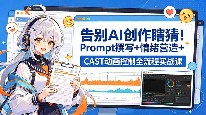 告别AI创作瞎猜！Prompt撰写+情绪营造+CAST动画控制全流程实战课-热点1站 - 热点知汇专注网赚项目资源知识聚汇