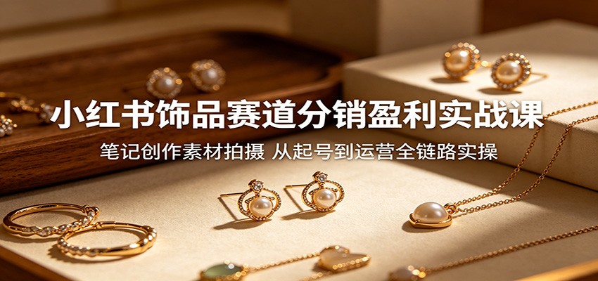 小红书饰品赛道分销盈利实战课：笔记创作素材拍摄，从起号到运营全链路实操-热点1站 - 热点知汇专注网赚项目资源知识聚汇