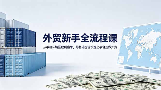 外贸新手全流程课：从手机环境搭建到出单，零基础也能快速上手合规做外贸-热点1站 - 热点知汇专注网赚项目资源知识聚汇