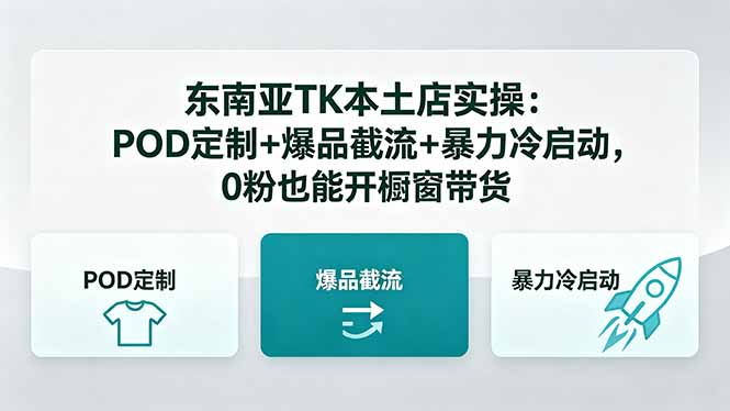 东南亚TK本土店实操-5月更新：POD定制+爆品截流+暴力冷启动，0粉也能开橱窗带货-热点1站 - 热点知汇专注网赚项目资源知识聚汇