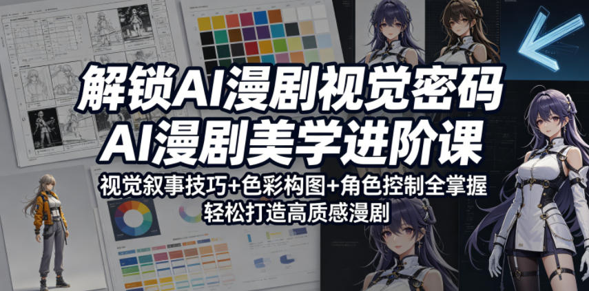 解锁AI漫剧视觉密码，AI漫剧美学进阶课，视觉叙事技巧+色彩构图+角色控制全掌握，轻松打造高质感漫剧-热点1站 - 热点知汇专注网赚项目资源知识聚汇