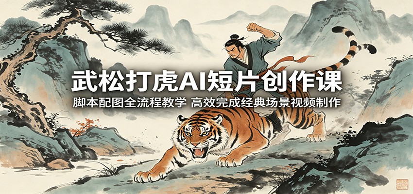 武松打虎AI短片创作课：脚本配图全流程教学，高效完成经典场景视频制作-热点1站 - 热点知汇专注网赚项目资源知识聚汇