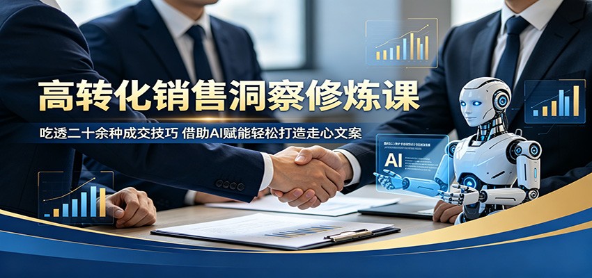 高转化销售洞察修炼课：吃透二十余种成交技巧，借助AI赋能轻松打造走心文案-热点1站 - 热点知汇专注网赚项目资源知识聚汇
