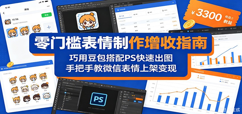零门槛表情制作增收指南：巧用豆包搭配 PS 快速出图，手把手教微信表情上架变现-热点1站 - 热点知汇专注网赚项目资源知识聚汇