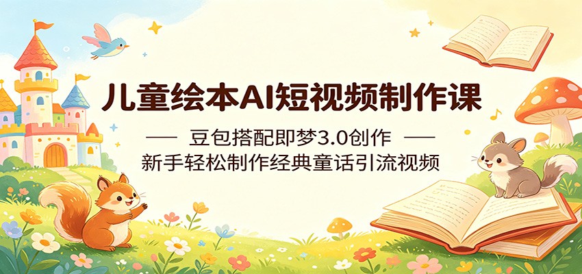 儿童绘本AI短视频制作课：豆包搭配即梦3.0创作，新手轻松制作经典童话引流视频-热点1站 - 热点知汇专注网赚项目资源知识聚汇