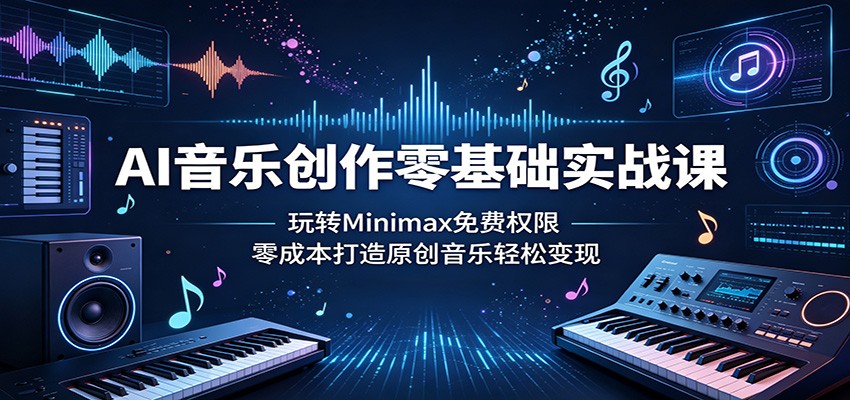 图片[1]-AI音乐创作零基础实战课：玩转Minimax免费权限，零成本打造原创音乐轻松变现-项目网
