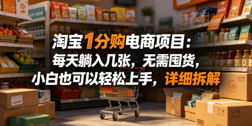 淘宝1分购电商项目：每天躺入几张，无需囤货，小白也可以轻松上手，详细拆解-热点1站 - 热点知汇专注网赚项目资源知识聚汇