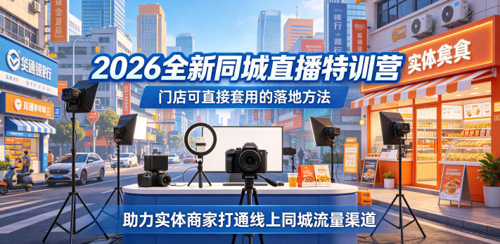 2026全新同城直播特训营，门店可直接套用的落地方法，助力实体商家打通线上同城流量渠道-热点1站 - 热点知汇专注网赚项目资源知识聚汇