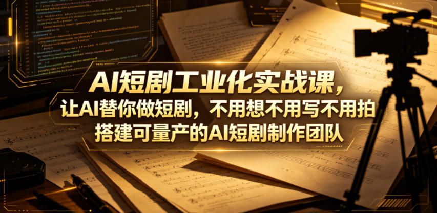 AI短剧工业化实战课，让AI替你做短剧，不用想不用写不用拍，搭建可量产的AI短剧制作团队-热点1站 - 热点知汇专注网赚项目资源知识聚汇