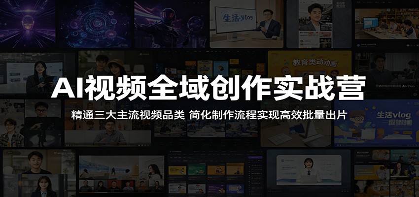 AI视频全域创作实战营：精通三大主流视频品类，简化制作流程实现高效批量出片-热点1站 - 热点知汇专注网赚项目资源知识聚汇