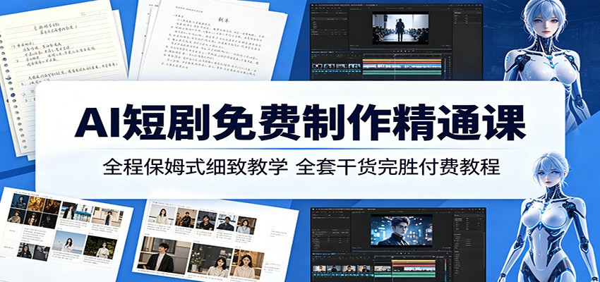 AI短剧免费制作精通课：全程保姆式细致教学，全套干货完胜付费教程-热点1站 - 热点知汇专注网赚项目资源知识聚汇