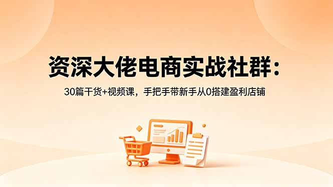 资深大佬电商实战社群：30篇干货+视频课，手把手带新手从0搭建盈利店铺-热点1站 - 热点知汇专注网赚项目资源知识聚汇
