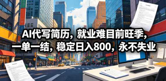 AI代写简历，就业难目前旺季，一单一结，稳定日入800，永不失业-热点1站 - 热点知汇专注网赚项目资源知识聚汇