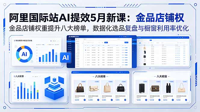 阿里国际站AI提效5月新课：金品店铺权重提升八大榜单，数据化选品复盘与橱窗利用率优化-热点1站 - 热点知汇专注网赚项目资源知识聚汇