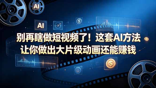 别再瞎做短视频了！这套 AI 方法让你做出大片级动画还能赚钱【原创双语字幕】-热点1站 - 热点知汇专注网赚项目资源知识聚汇