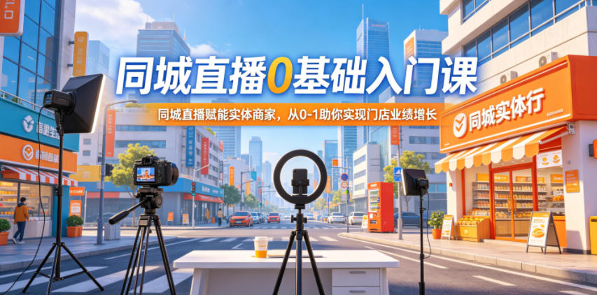 同城直播0基础入门课，同城直播赋能实体商家，从0-1助你实现门店业绩增长-热点1站 - 热点知汇专注网赚项目资源知识聚汇