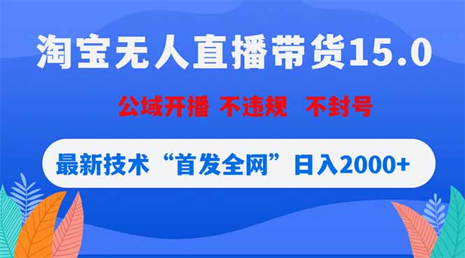 淘宝无人直播带货15.0，不封号，不违规，公域玩法，首发全网日入2000+-热点1站 - 热点知汇专注网赚项目资源知识聚汇