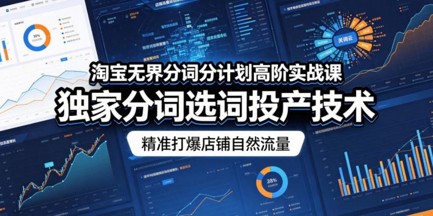 淘宝无界分词分计划高阶实战课，独家分词选词投产技术，精准打爆店铺自然流量-热点1站 - 热点知汇专注网赚项目资源知识聚汇