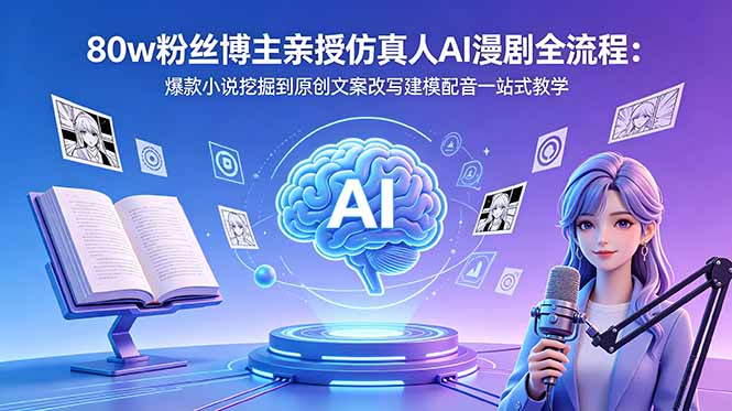 80w粉丝博主亲授仿真人AI漫剧全流程：爆款小说挖掘到原创文案改写建模配音一站式教学-热点1站 - 热点知汇专注网赚项目资源知识聚汇