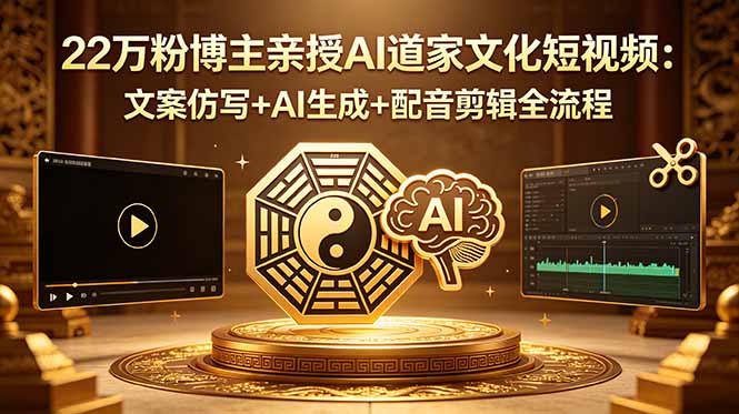 22万粉博主亲授AI道家文化短视频：文案仿写+AI生成+配音剪辑全流程-热点1站 - 热点知汇专注网赚项目资源知识聚汇