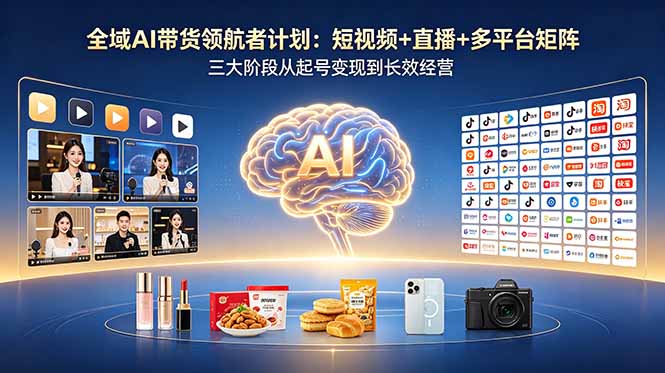 图片[1]-全域AI带货领航者计划：短视频+直播+多平台矩阵，三大阶段从起号变现到长效经营-项目网